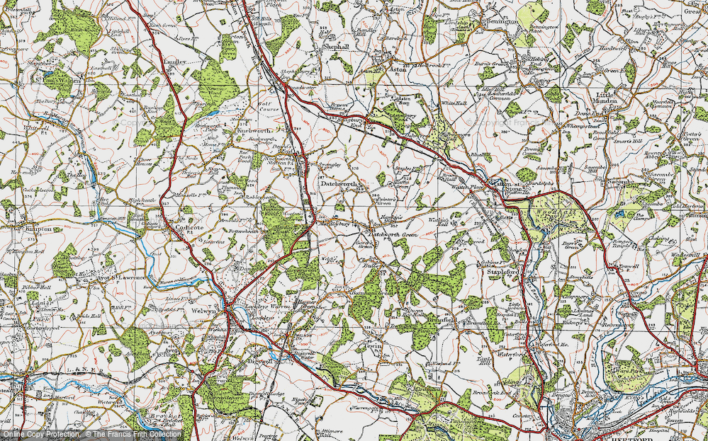 Old Map of Mardleybury, 1920 in 1920