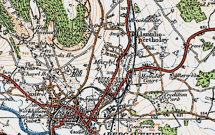 Old map of Afon Gafenni in 1919