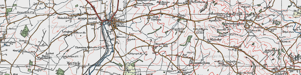 Old map of Mareham on the Hill in 1923