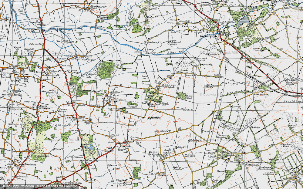 Old Map of Historic Map covering Button Fen in 1921