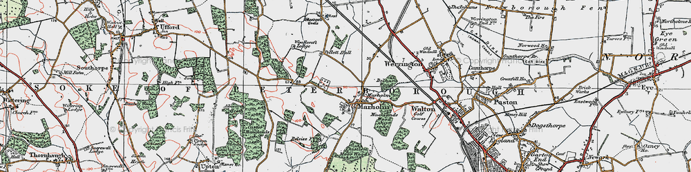 Old map of Marholm in 1922