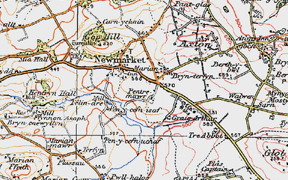Old map of Brynterfyn in 1922