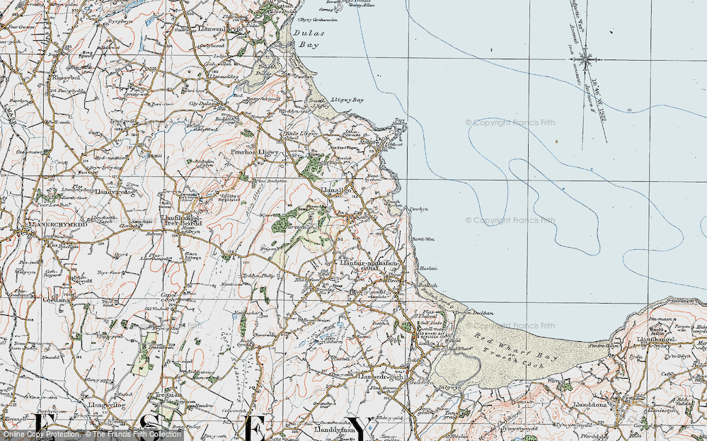 Old Map of Historic Map covering Traeth Bychan in 1922