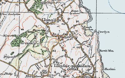 Old map of Marian-glas in 1922