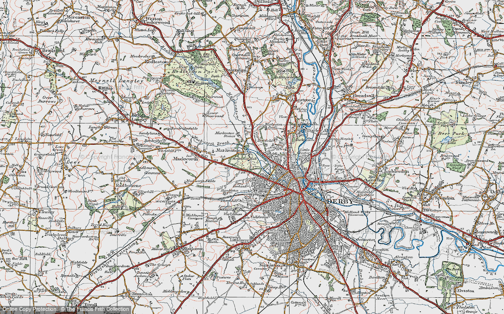 Old Map of Markeaton, 1921 in 1921