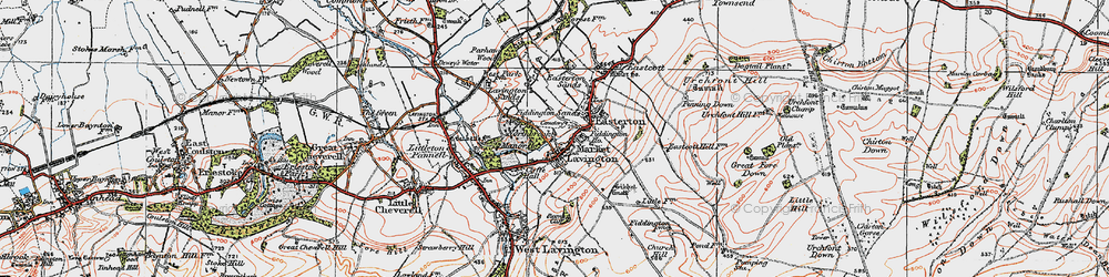 Old map of Market Lavington in 1919