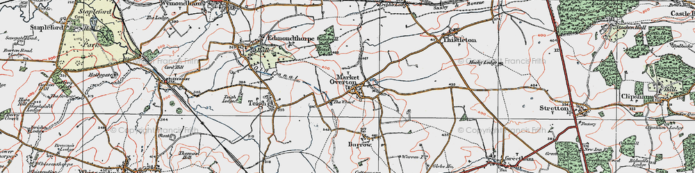 Old map of Market Overton in 1921