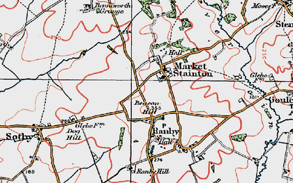 Old map of Market Stainton in 1923