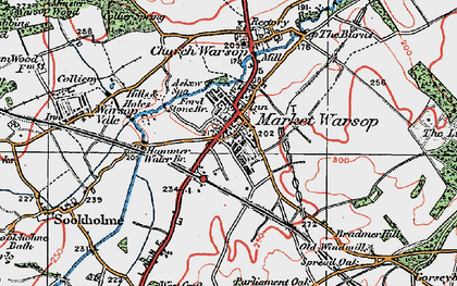 Old map of Market Warsop in 1923