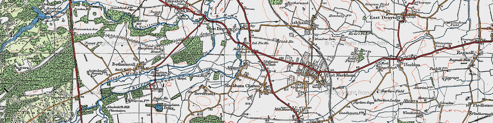 Old map of Markham Moor in 1923