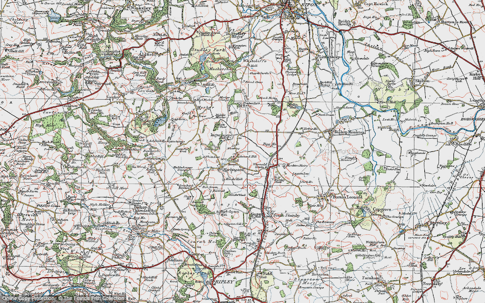 Old Map of Historic Map covering Barsneb in 1925
