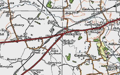 Old map of Marks Tey in 1921