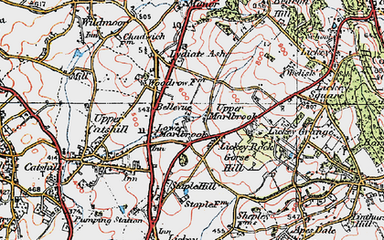 Old map of Marlbrook in 1921