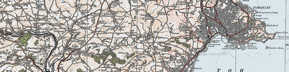 Old map of Marldon in 1919