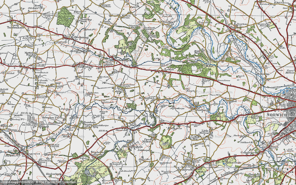 Old Map of Marlingford, 1922 in 1922