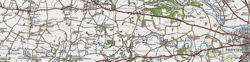 Old map of Marlingford in 1922