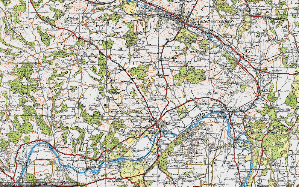 Old Map of Marlow Bottom, 1919 in 1919