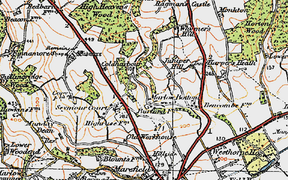 Old map of Marlow Bottom in 1919