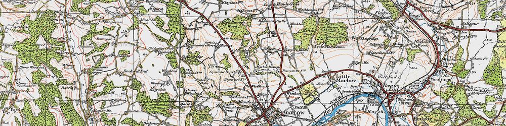 Old map of Marlow Bottom in 1919