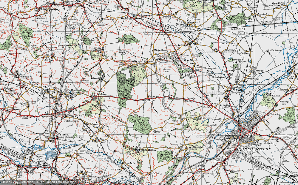 Old Map of Historic Map covering Melton Wood in 1923