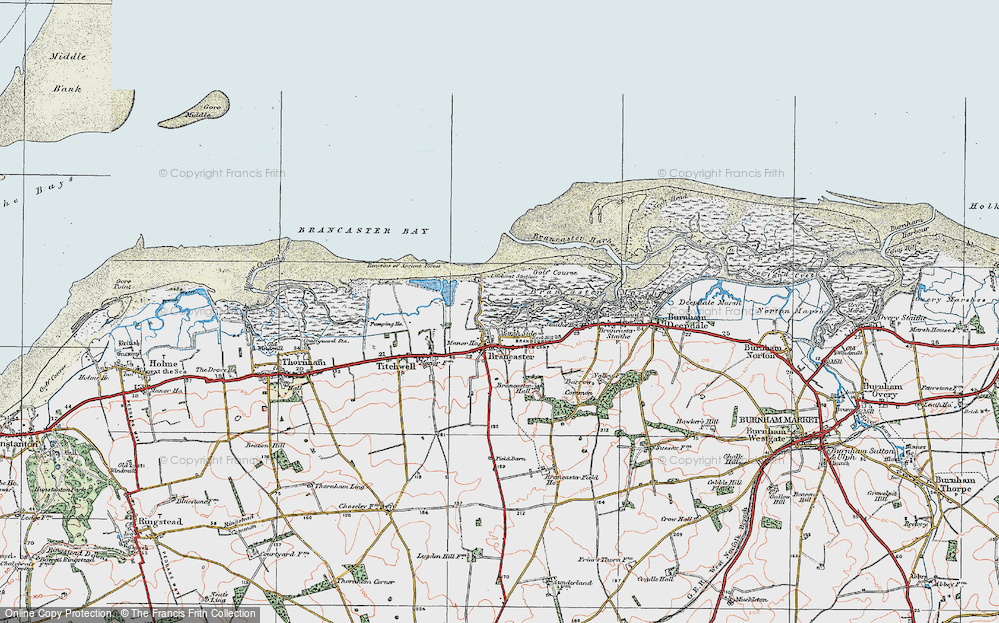 Old Map of Historic Map covering Brancaster Bay in 1921