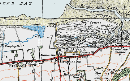 Old map of Brancaster Harbour in 1921