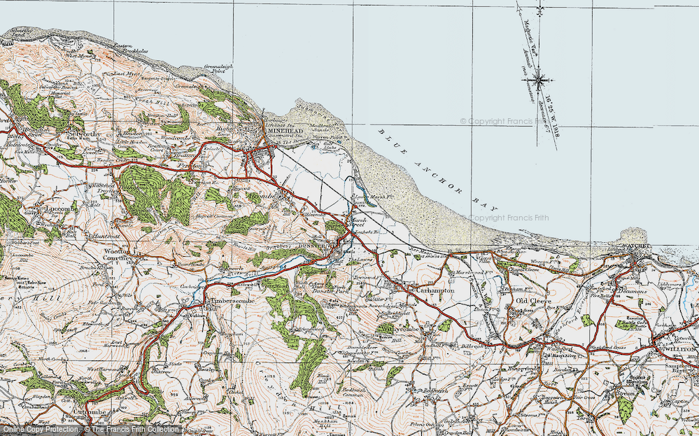 Old Map of Historic Map covering Blue Anchor Bay in 1919