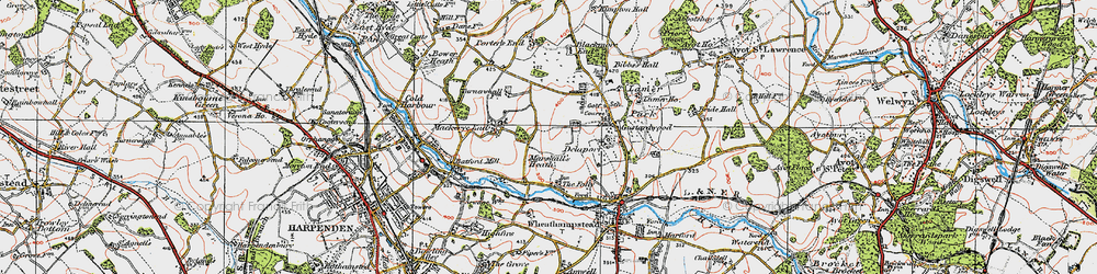 Old map of Marshalls Heath in 1920