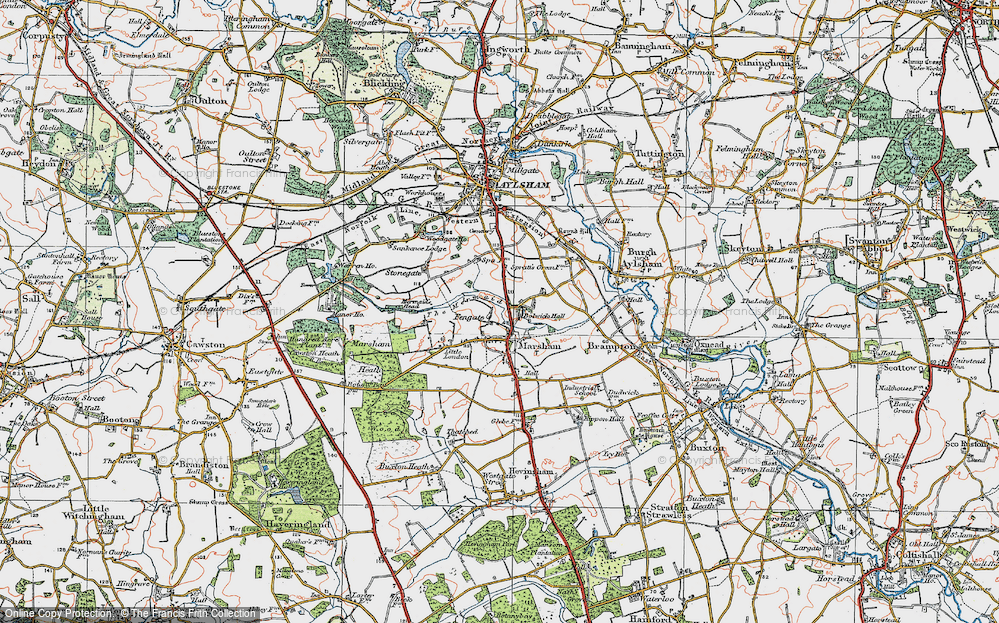 Old Map of Marsham, 1922 in 1922