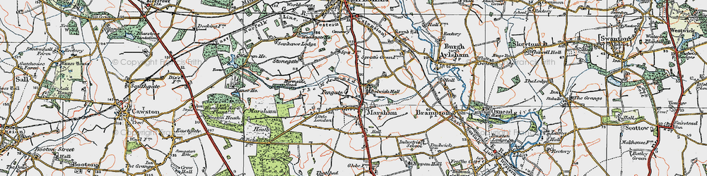 Old map of Marsham in 1922