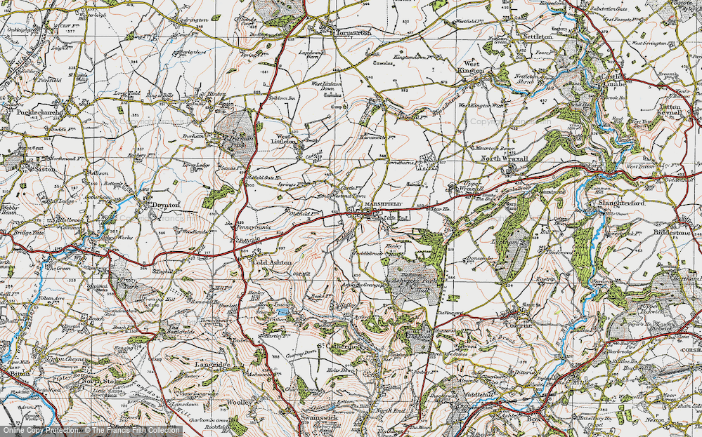 Historic Ordnance Survey Map of Marshfield, 1919