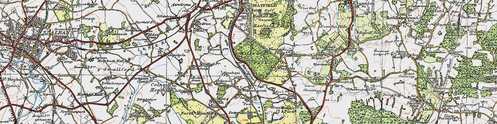 Old map of Marshmoor in 1920