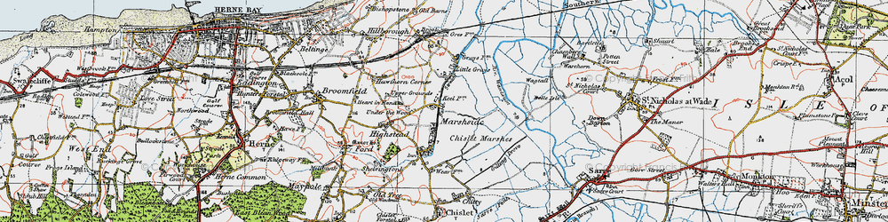 Old map of Marshside in 1920