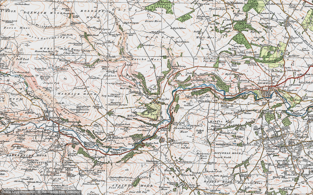Old Map of Historic Map covering Bushy Park in 1925