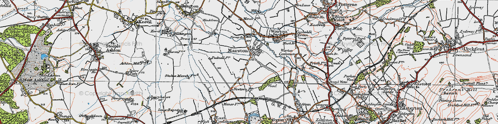 Old map of Worton Common in 1919