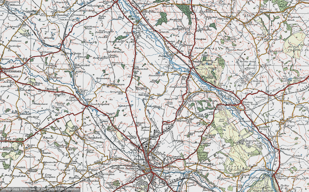 Old Map of Historic Map covering Yarlet in 1921
