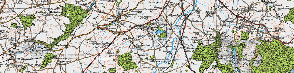 Old map of Marston Bigot in 1919