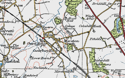Old map of Marston Green in 1921