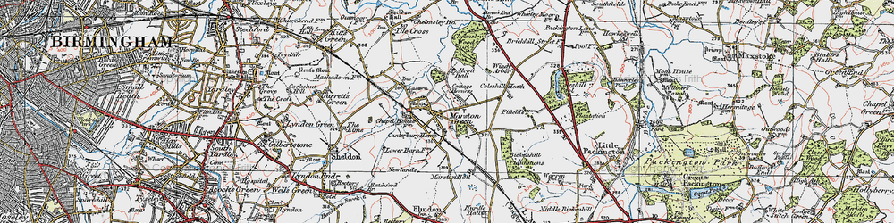 Old map of Marston Green in 1921