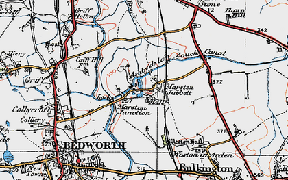 Old map of Marston Jabbett in 1920