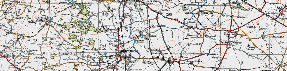 Old map of Marston Jabbett in 1920