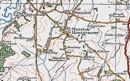 Old map of Marston Montgomery in 1921