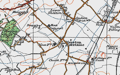 Old map of Marston Moretaine in 1919