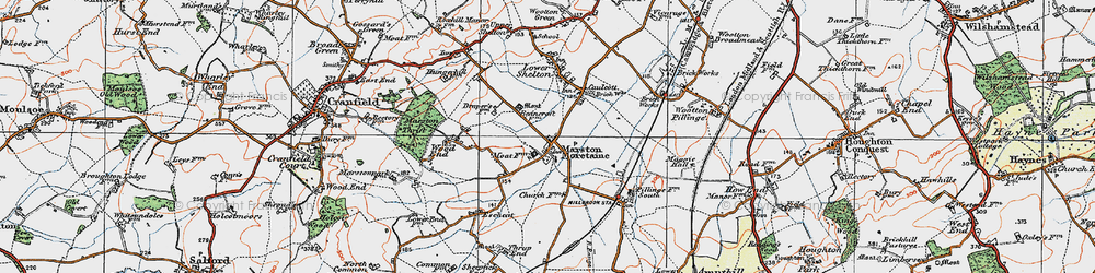 Old map of Marston Moretaine in 1919