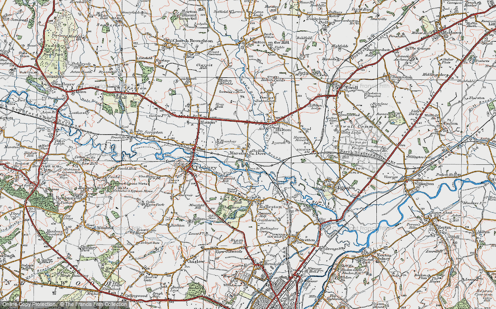 Old Map of Marston on Dove, 1921 in 1921