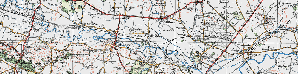 Old map of Marston on Dove in 1921