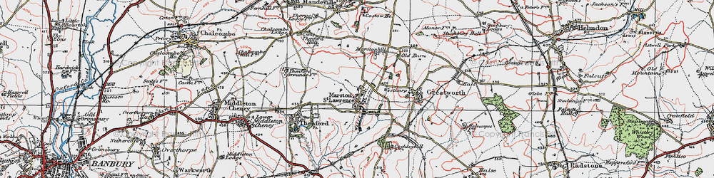 Old map of Marston St Lawrence in 1919