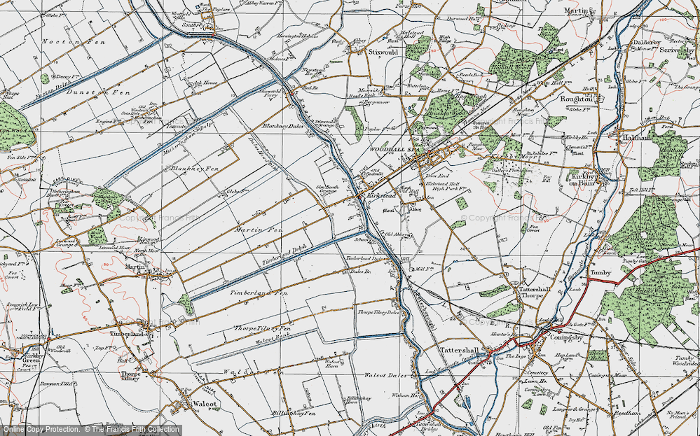 Old Map of Historic Map covering Blankney Dales in 1923