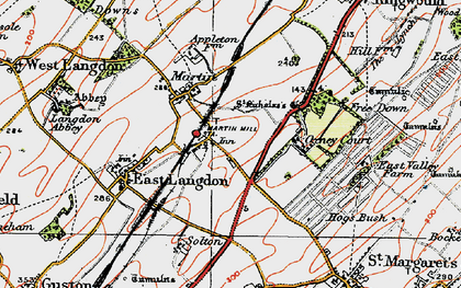 Old map of Martin Mill in 1920