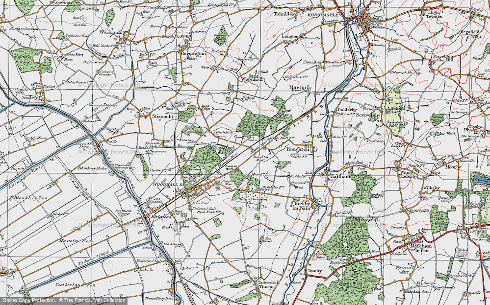 Old Map of Historic Map covering Bracken Wood in 1923